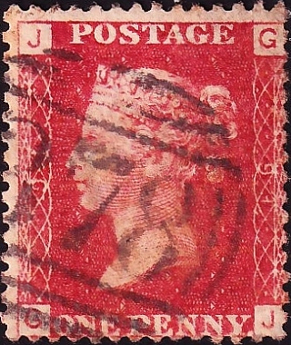 Великобритания 1864 год . Королева Виктория 1 p , пл. 91 . Каталог 7,0 фунтов . (017)  